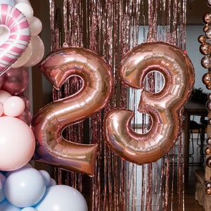 Jumbo 34&quot; Foil Number Balloons in Silver, Gold or Rose Gold | Create Your Custom Banner using Giant Balloons for Birthday | Anniversary