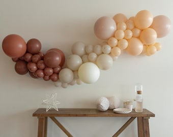 Pumpkin Spice Latte Earth Tones Balloon Garland Kit with Burnt Orange White Sand Blush Balloons for Thanksgiving Fall Autumn Birthday