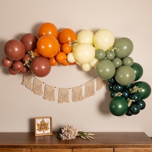 Crossroads Balloon Garland Kit with Terracotta Burnt Orange Ivory Light and Dark Green for Fall Baby Shower Bridal Shower or Birthday Party