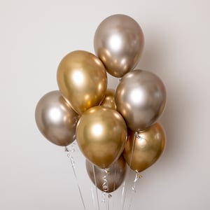 Heavy Metal Balloons with Chrome Gold and Champagne for Glamorous Birthday Party Engagement Bachelorette or Bridal Shower
