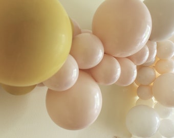 What Will Baby Bee Balloon Garland Kit | White Blush Beige and Mustard Yellow Balloon Arch | Happy Bee Day | 1st Bee-Day | Sunshine Birthday
