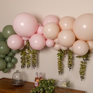 Pink Eucalyptus & Blush Balloon Garland Kit for Tea Party Bridal Shower | Wayfarer | Girl Baby Shower | Birthday Decoration | Baby Girl