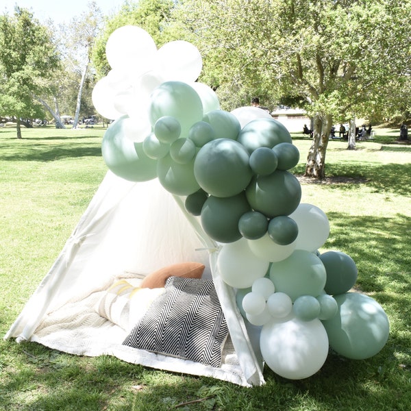 Sage Green Mint & White THICK Balloon Garland Kit | Safari Birthday | Green Bachelorette | Graduation Party | Baby Shower | Bridal Shower