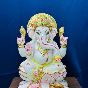 Ganesh Idol | Marble Ganesh Idol | Gift Ganesh idol | 12 inch Ganesh | Home Decor Temple Ganesh Idol | Ganesh Statue | Small Ganesh Vinayak