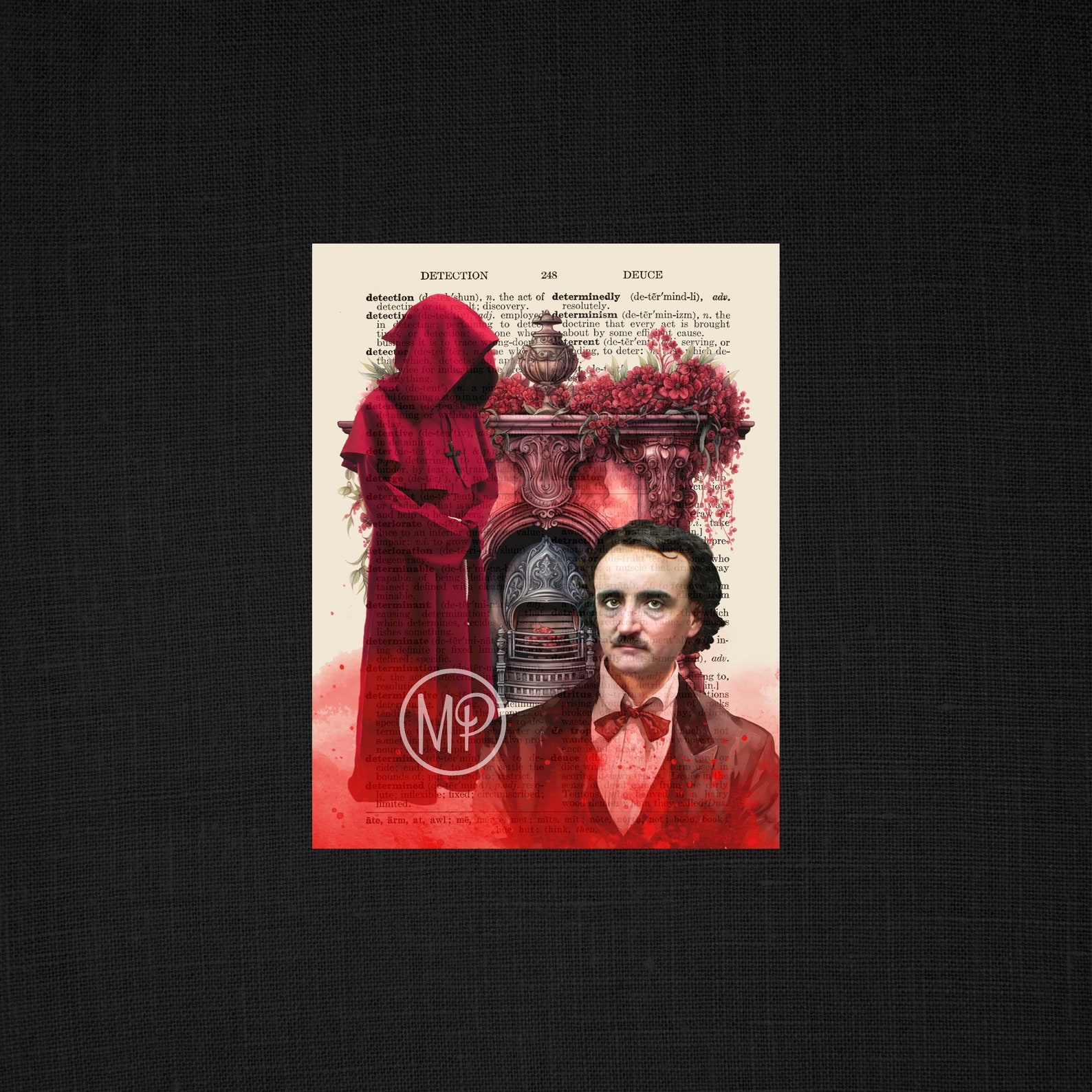 Edgar Allan Poe Dictionary Art Prints, Set of 5 Edgar Allan Poe Vintage