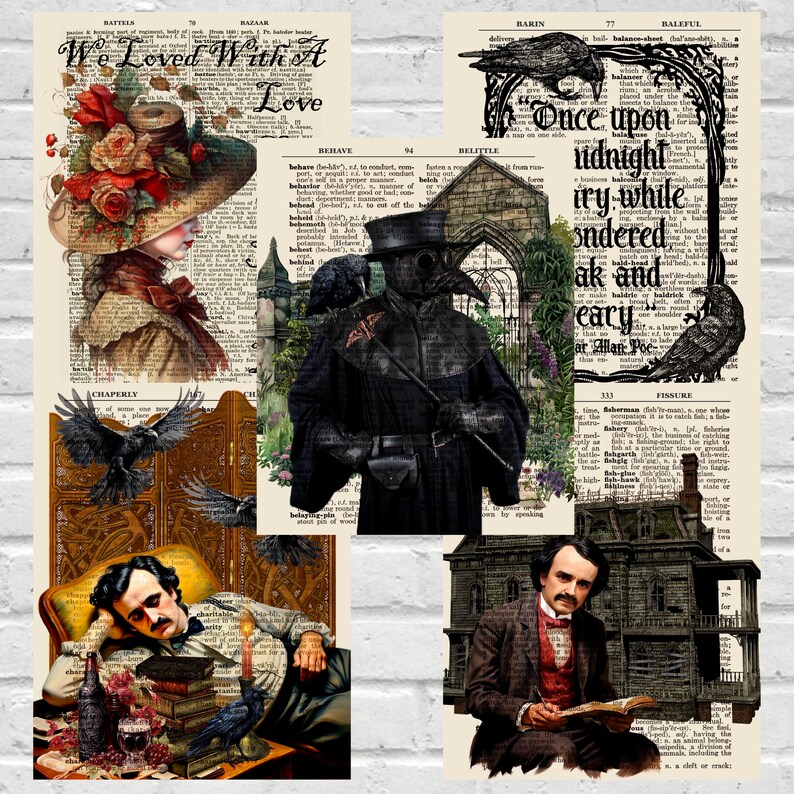 Edgar Allan Poe Theme Dictionary Prints - Etsy