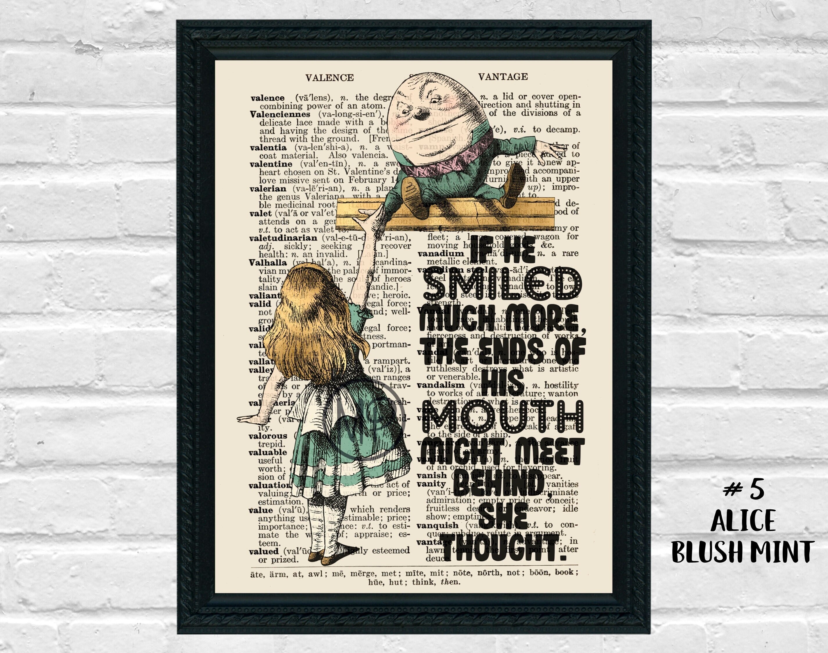 Alice in Wonderland Print,dictionary Print,long Tall Alice,humpty