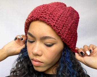 Crochet Ombre Beanie - Red and Pink Ombre Beanie - cute handmade hats
