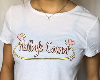 Halley's Comet Baby Tee y2k - Billie Eilish Happier Than Ever Shirt - Womens Cropped T-shirt - White Fitted Crop Top - Billie Eilish Merch