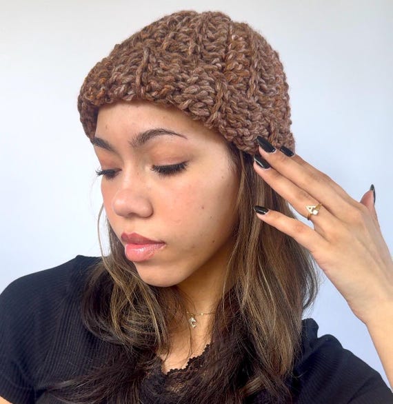 Crocheted ladies tan and brown handmade hat Accessories | Crocheted Ladies Tan And Brown Handmade Hat  main image 2