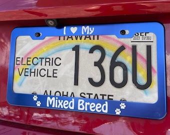 Custom Dog Breed License Plate Frame | Laser Engraved Aluminum Car Tag Cover
