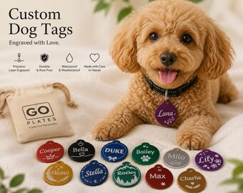 Custom Engraved Aluminum Pet ID Tag, Deep Engraved, Made in Hawaii