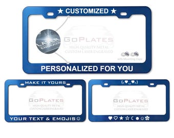 Cadre de plaque d'immatriculation personnalisé gravé au laser | Aluminium anodisé