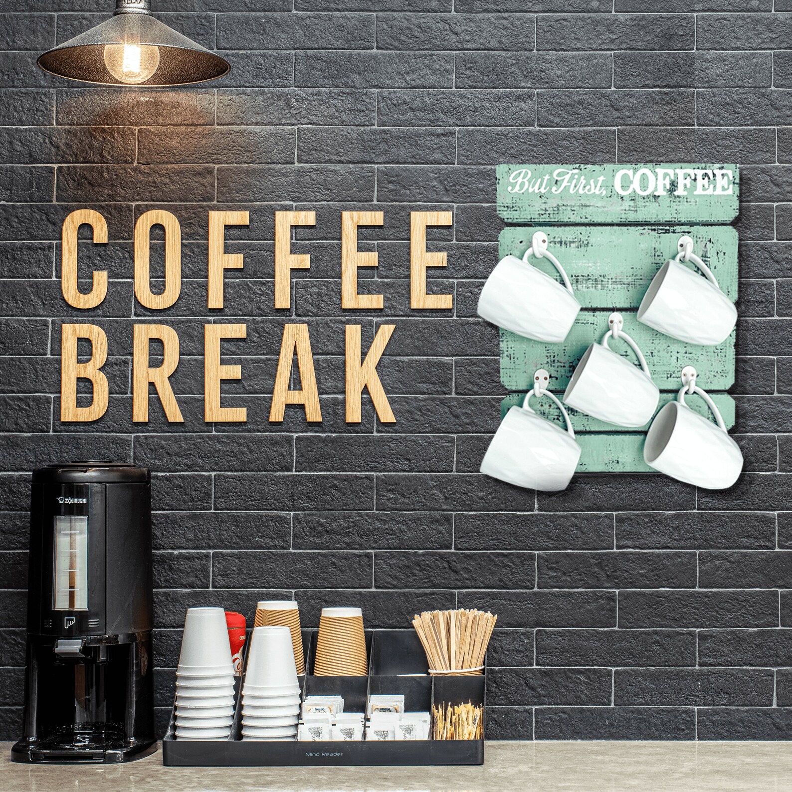 Wooden Coffee Mug Holder Wall Mounted Rustic Wood Cup Etsy