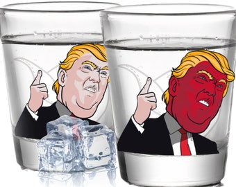 2oz Trump 2004 Maga Color-Changing Shot Glasses, Set of 2, Novelty Tequila, Vodka Glass, Unique Birthday, Party Gift for Men, Women, Friends