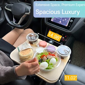2-in-1 Drive-Thru Tray Houten Auto Eettafel - Bekerhouder & Laptop Bureau