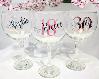 Personalised Birthday Gin Glass With Gift Box Cocktail Present Idea For Her/Him Girl Women Bestie Milestone 18th 21st 30th 40th 50th 60th 70