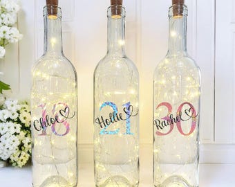 Personalised Birthday Light Up Bottle With Gift Box 13th, 16th, 18th 21st 30th 40th 50th 60th 70th Idea For Her/Him, Girl/Boy, Women, Bestie