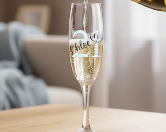Personalised/Custom 21st Birthday Prosecco Champagne Glass With Gift Box Present Idea For Her/Him Women Girl Bestie Age Milestone Keepsake