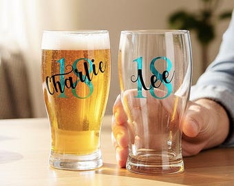 Personalised 18th Birthday Pint Glass Custom Beer Glass With Gift Box Present For Her, Him, Girl, Boy, Son, Daughter, Best Friend