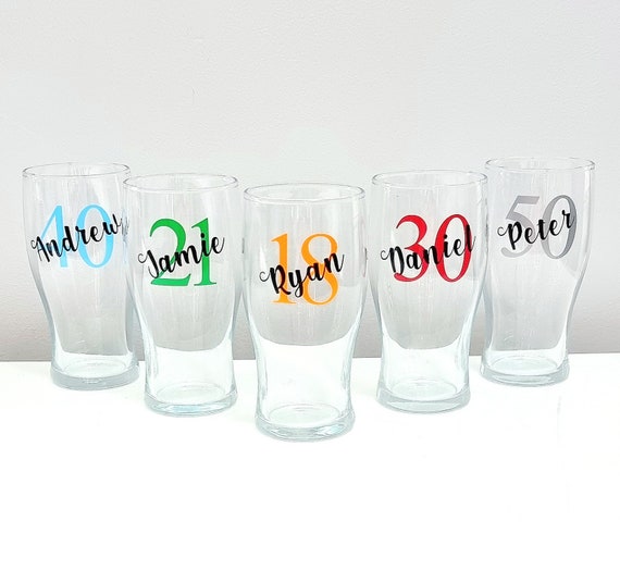 Personalised Birthday Pint Glass Custom Beer Glass With Gift Box Present For Her/Him Women Men Boy 18th 21st 30th 40th 50th 60th 70th Custom
