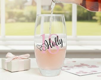 Personalised 18th Birthday Glass Tumbler High Ball Vodka Glass With Gift Box Present Idea For Her/Him Girl Boy Son Daughter, Bestie Present