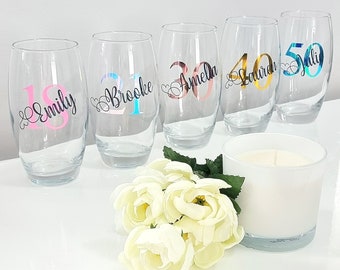Personalised Birthday Tumbler Cocktail Vodka Glass With Gift Box Present Idea For Her/Him 18th 21st 30th 40th 50th 60th 70th Girl/Boy/Women