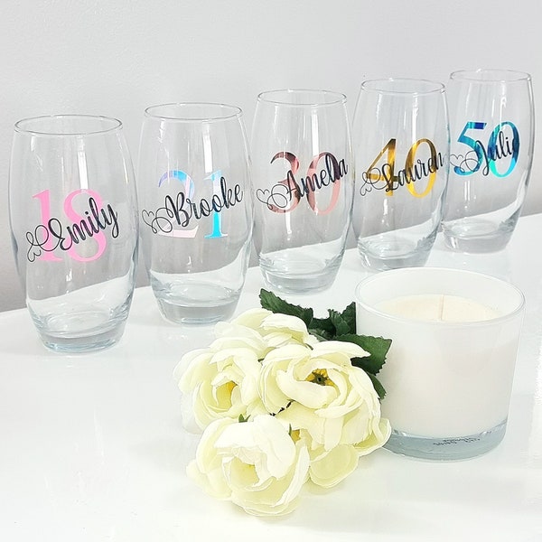 Personalised Birthday Tumbler Cocktail Vodka Glass With Gift Box Present Idea For Her/Him 18th 21st 30th 40th 50th 60th 70th Girl/Boy/Women