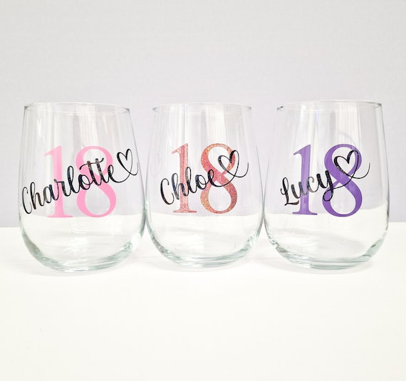 Personalised 18th Birthday Glass Tumbler Vodka Wine Glass With Gift Box Present Idea For Her/Him Girl, Boy, Son, Daughter, Bestie Present