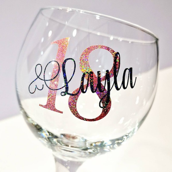 Personalised/Custom 18th Birthday Gin Glass With Gift Box Cocktail Present Idea For Her/Him Girl Daughter Bestie Age Milestone Keepsake Fun