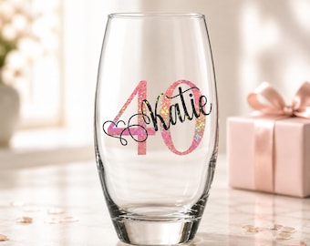 Vaso de cristal personalizado para 40 cumpleaños, ideal para vodka, highball, con caja de regalo. Un recuerdo perfecto para ella, mujer, hija, mejor amiga, madre o tía.
