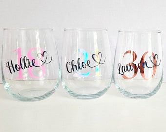 Personalised Birthday Tumbler Vodka Wine Glass With Gift Box Present Idea For Her/Him 18th 21st 30th 40th 50th 60th 70th Girl/Boy/Women/Men