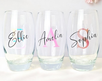 Personalised Glass Tumbler Hiball Vodka Name Initial Glass Custom Birthday Christmas Secret Santa Gift For Her/Him Girl/Boy/Women/Men Bestie