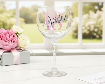 Personalised/Custom 18th Birthday Gin Glass With Gift Box Cocktail Present Idea For Her/Him Girl Daughter Bestie Age Milestone Keepsake Fun