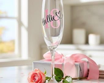 Personalised/Custom 18th Birthday Prosecco Champagne Glass With Gift Box Present Idea For Her/Him Women Girl Bestie Age Milestone Keepsake