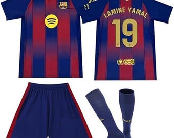 BCN-Barca 2025/26 Home Baby Bodysuit Personalized Soccer Jersey Kit