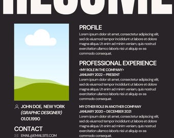 Modern Resume Template | Professional Resume Design | Editable Resume for Word & Canva | Creative Graphic Design CV | Instant Download