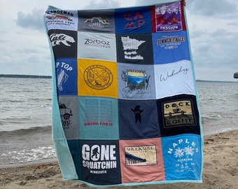 TShirt Quilt, Large Throw Size, T-Shirt Quilts, TShirt Quilts, Memory Blanket, Custom Blanket, Shirt Quilt, Handmade Gifts, Graduation Quilt