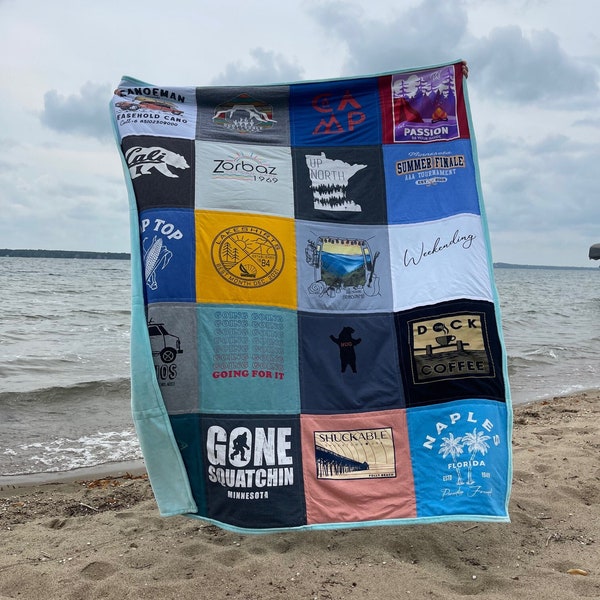 TShirt Quilt, Large Throw Size, T-Shirt Quilts, TShirt Quilts, Memory Blanket, Custom Blanket, Shirt Quilt, Handmade Gifts, Graduation Quilt