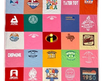 T-Shirt Memory Quilt, Custom Throw Blanket, 25 Square Design