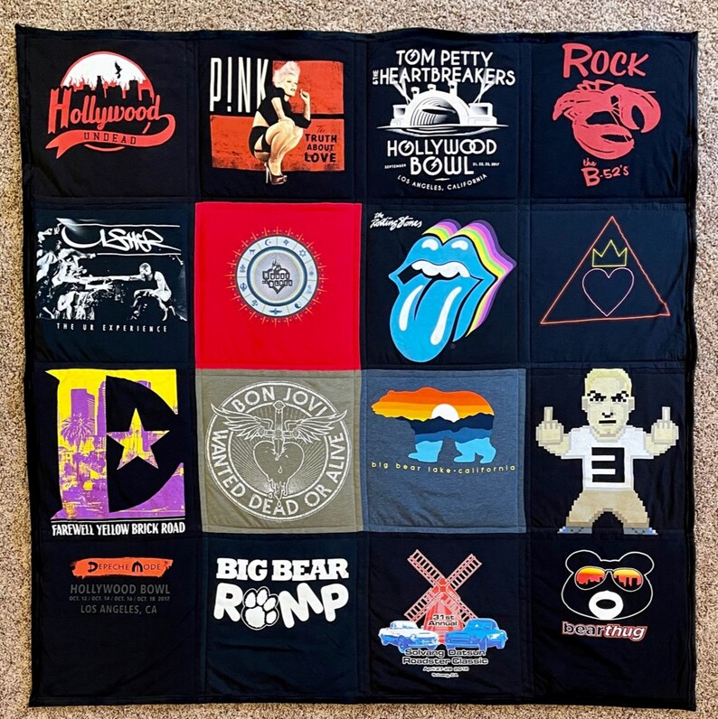 Tshirt Quilt Throw Size Tshirt Quilts Tshirt Quilts Etsy
