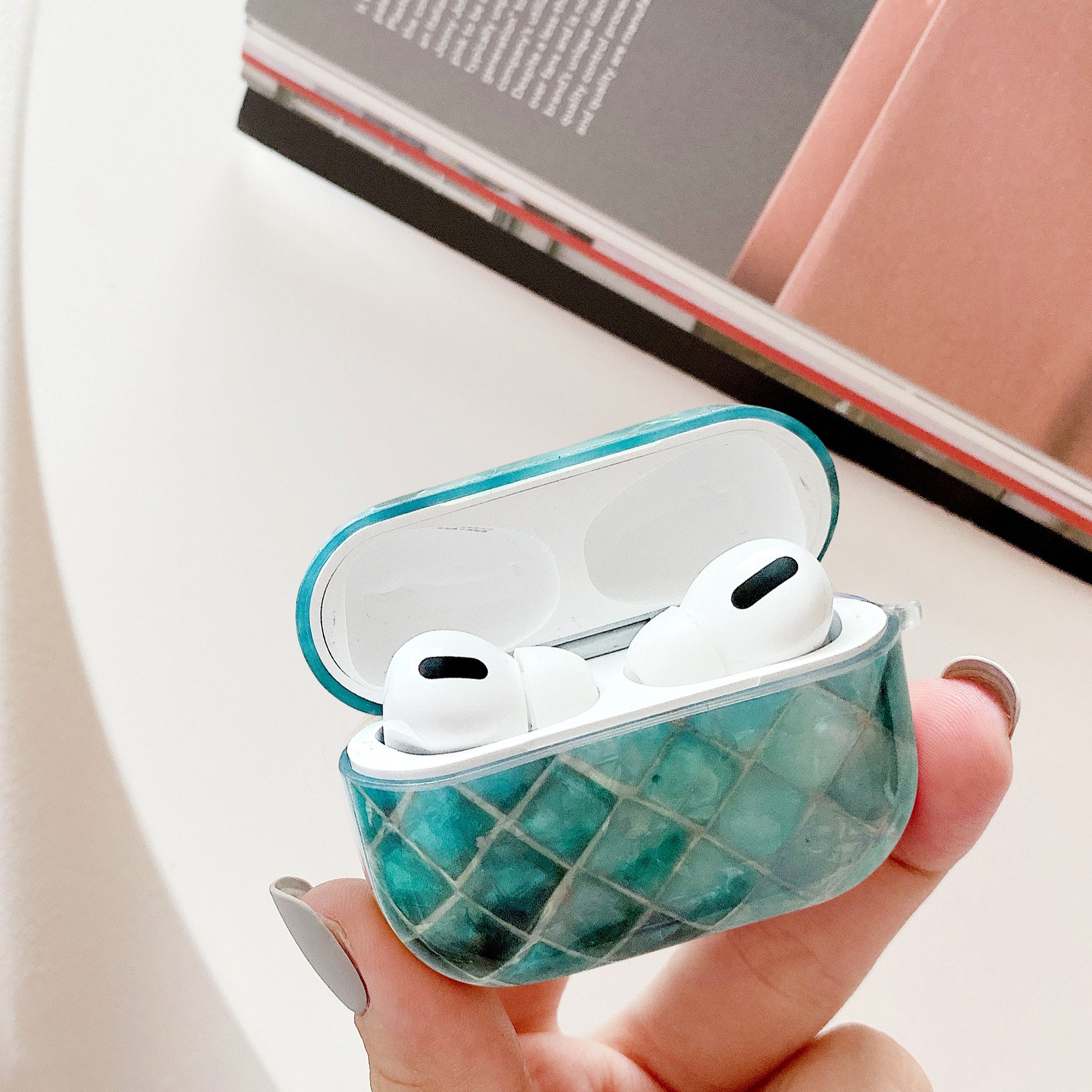 Green Marble Airpod Case Colorful Printing Cover Prismatic Etsy