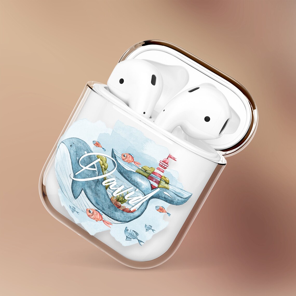 Personalized Name Airpod Case Castle And Sea Airpod Pro Whale Etsy