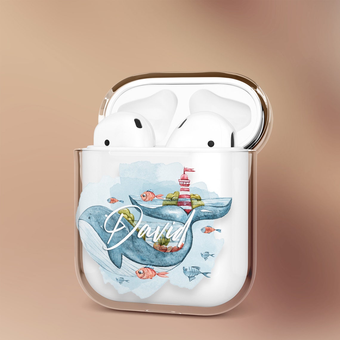 Personalized Name Airpod Case Castle And Sea Airpod Pro Whale Etsy