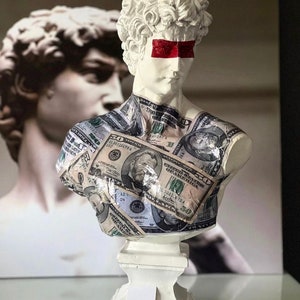 David Dollar Addict Statue, Pop art sculpture, Modern Sculpture, Roman Statue, David Sculpture