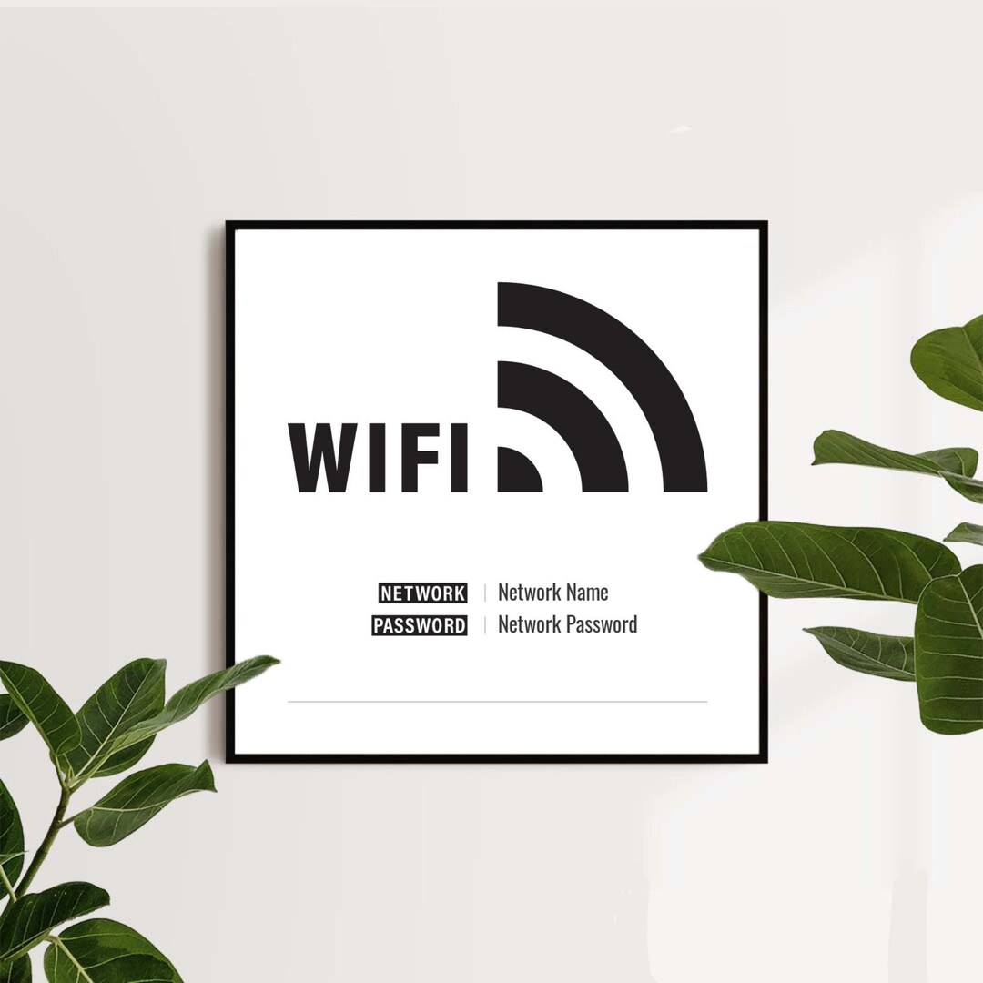 Minimal WIFI Password Sign Printable, Wifi Sign, Editable Wifi Sign Template, 16x16, 100% ...