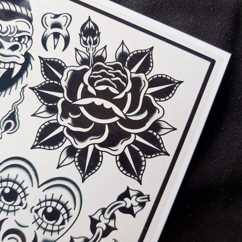 Blackwork Bold Traditional Tattoo Print image 4