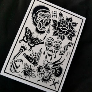 Blackwork Bold Traditional Tattoo Print image 8