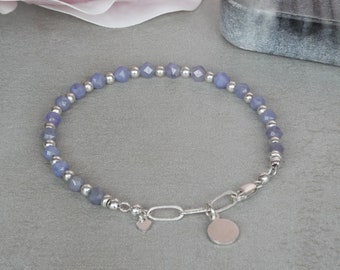 Tanzanite bracelet, December birthstone, Beaded gemstone bracelet, Gift for her, Women's bracelet, Elegant bracelet, Dainty bracelet