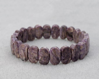 Charoite Octagon Bracelet, charoite bracelet, natural gemstone bracelet, purple bracelet, gift for her, womens bracelet,